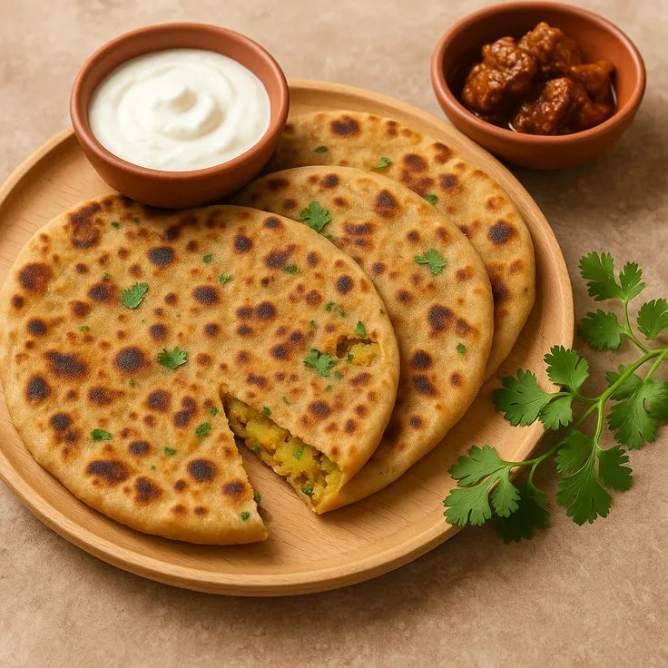 Aloo paratha (2) with curd